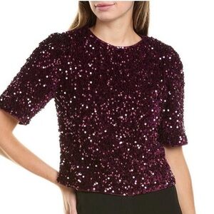 NWT Nanette Lepore Sequin Blouse - Rich Purple